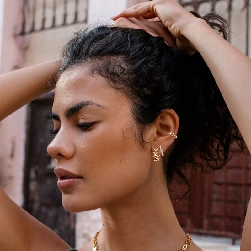 MYEARS Women Ear Cuff Earring Gold Non Pierced Ear Cartilage Clip on Wrap Hoop 14K Gold Filled Tiny Boho Beach Simple Minimalist Delicate Handmade Hypoallergenic Jewelry Gift-Sold as Single/Pair - Image 1